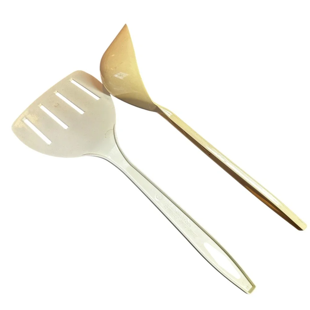VTG Tailor Made 4‎ Slotted Spatula and Ladle Set Dipper Spoon White Almond Lot